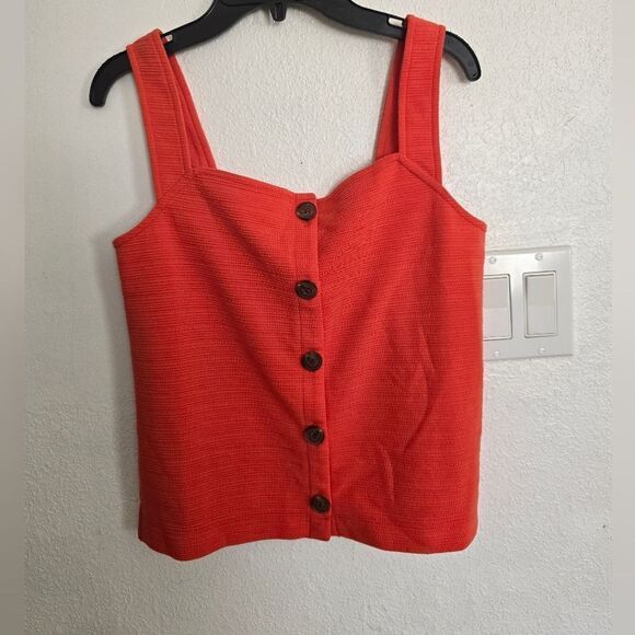 J. Crew Button Front Tank Top In Orange Size XXS - Picture 2 of 8